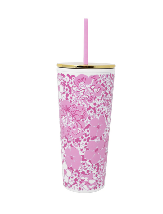 Lilly Tumbler w/Straw  | Conch Shell Pink Burst of Joy