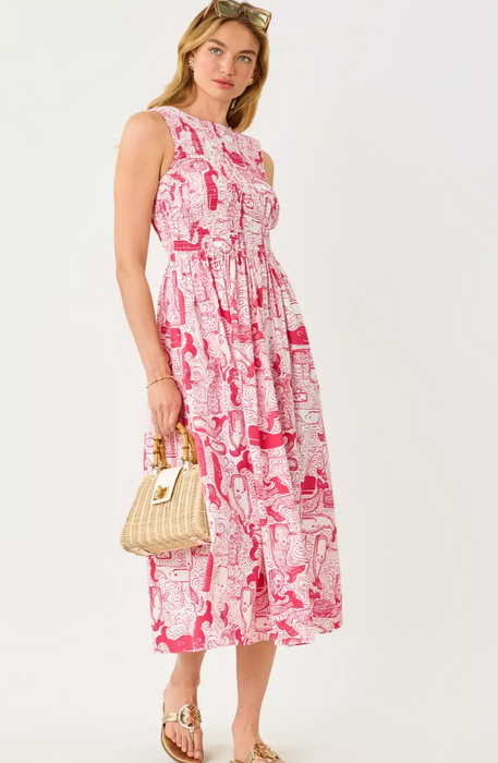 Daisey Smocked Midi Dress | Paradise Punch Thar She Blows