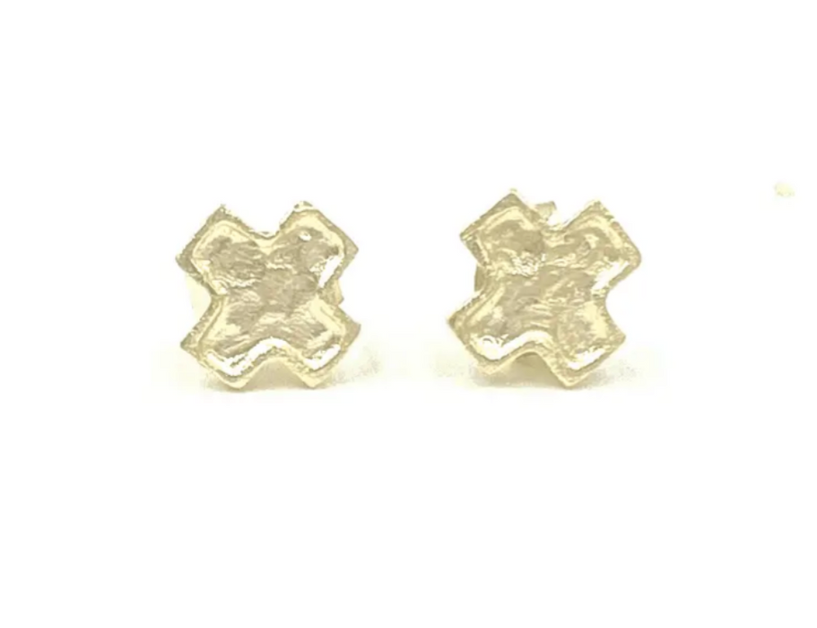Gold Hammered Waterproof Stud Earrings