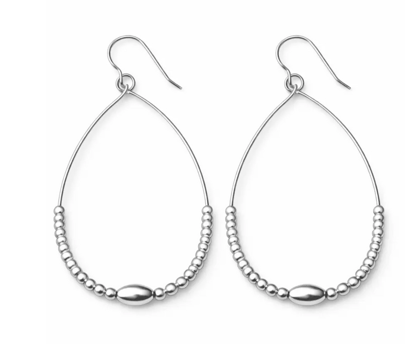 Classic Beaded Oval Sterling Silver Teardrop Waterproof Earrings