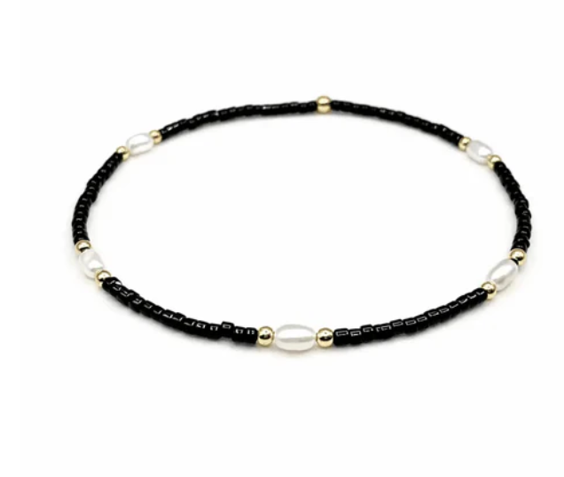 Game Day Pearl Black/Gold Waterproof Bracelet