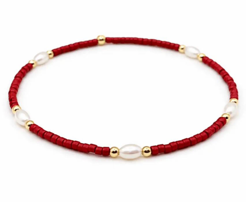 Game Day Pearl Red/Gold Waterproof Bracelet