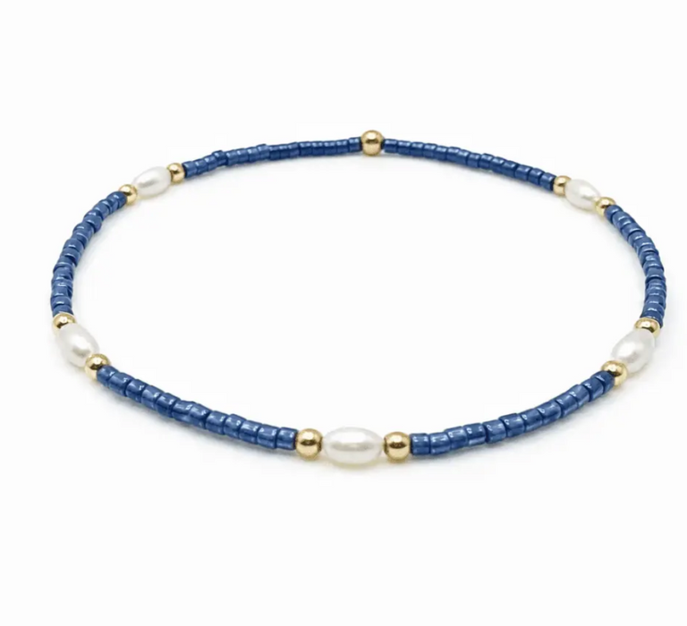 Game Day Pearl Blue/Gold Waterproof Bracelet