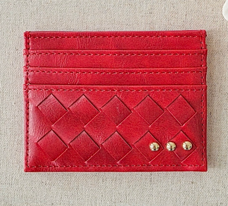 Mariah Woven Card Holder Wallet | Cherry Red