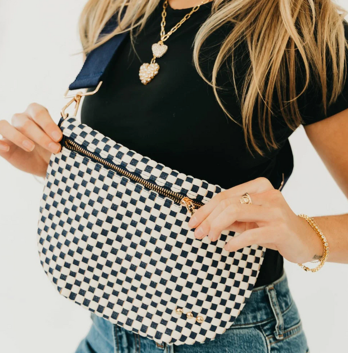 Westlyn Woven Bum Bag | Checkered Navy
