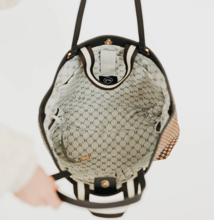 Woven Tiffany Organizer Tote | Checkered Coffee