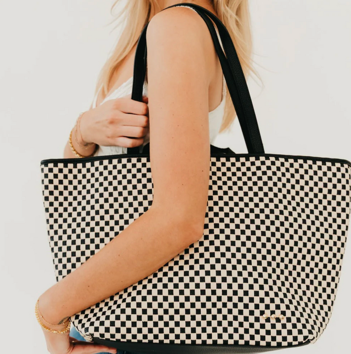 Woven Tiffany Organizer Tote | Checkered Black