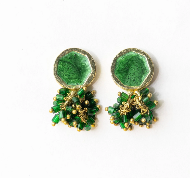 Kimberly Enamel Earring | Leaf Green