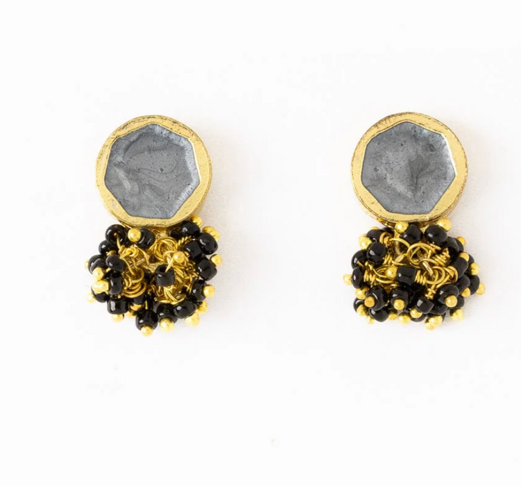 Kimberly Enamel Earring | Silver Grey