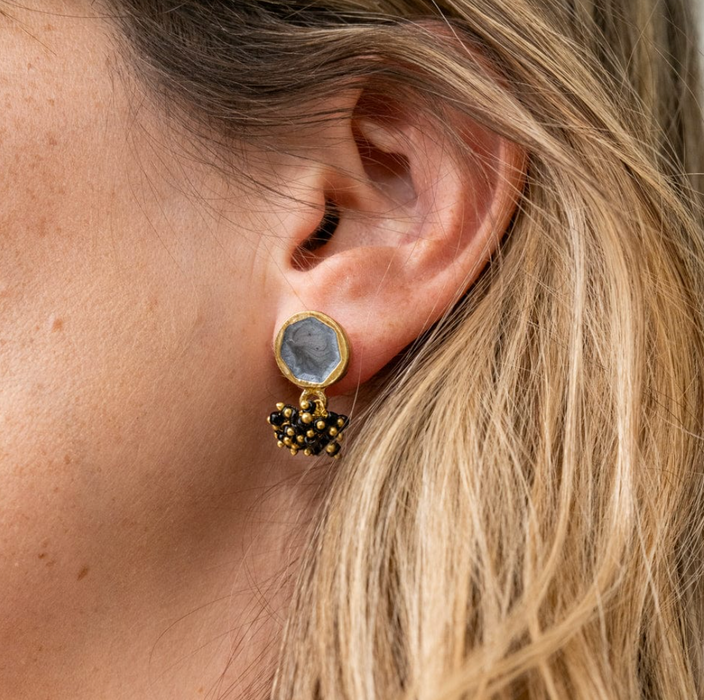 Kimberly Enamel Earring | Silver Grey