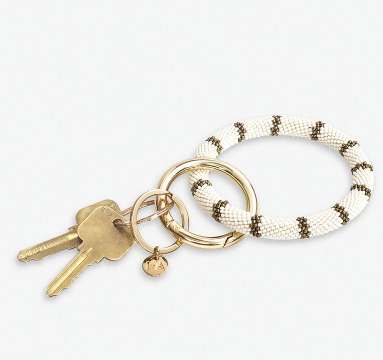 Chloe Beaded Key Ring | Cream