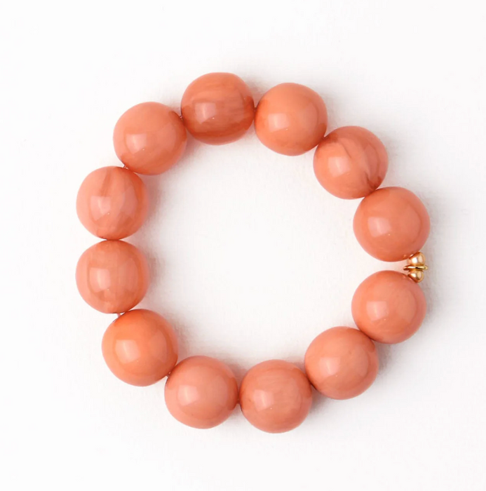 Cece Large Resin Bead Bracelet | Coral