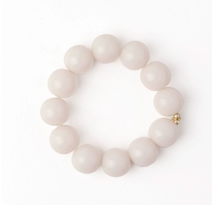 Cece Large Resin Bead Bracelet | Milky White