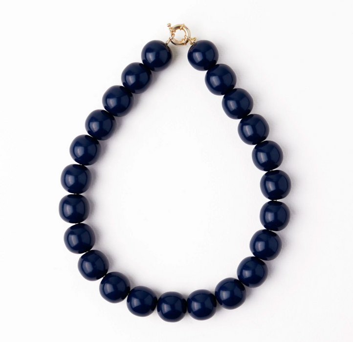 Iris Large Resin Bead Necklace | Navy
