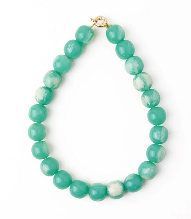 Iris Large Resin Bead Necklace | Aqua