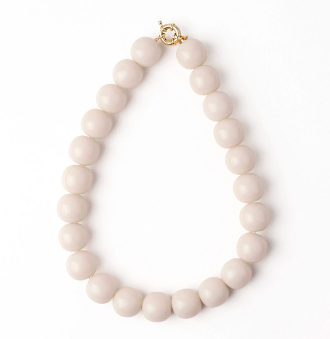 Iris Large Resin Bead Necklace | Milky White