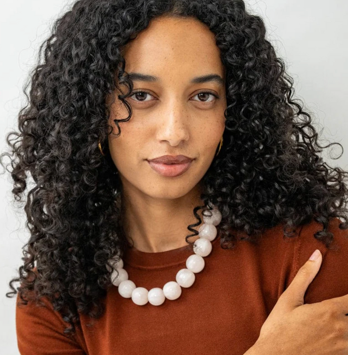 Iris Large Resin Bead Necklace | Milky White