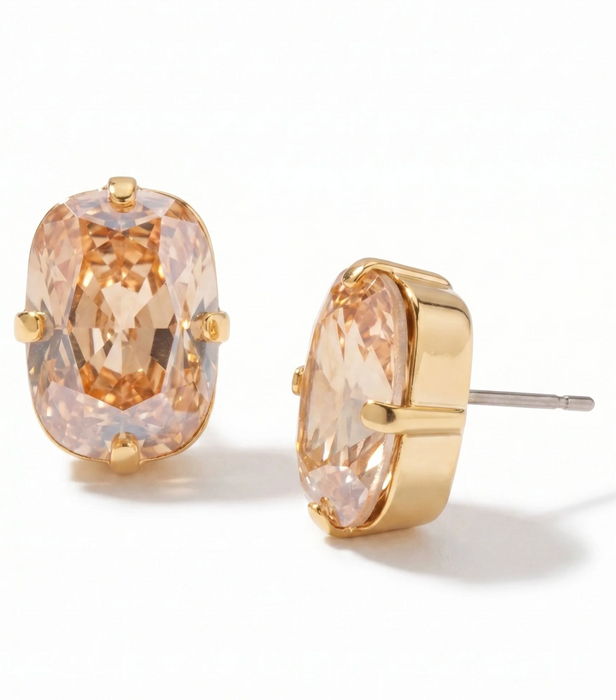 Nia Oval Studs | Dark Champagne