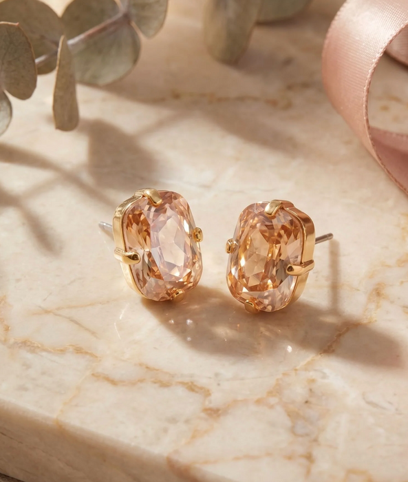 Nia Oval Studs | Dark Champagne