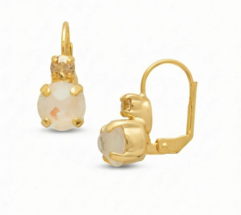 Round Crystal Dangle Earrings | Golden Goddess