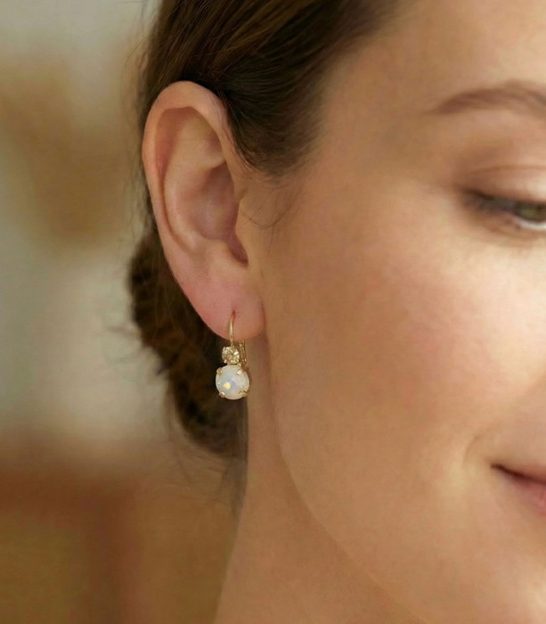 Round Crystal Dangle Earrings | Golden Goddess