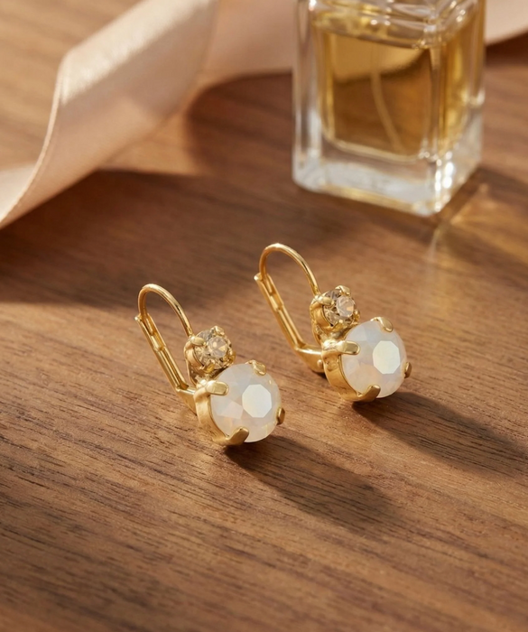 Round Crystal Dangle Earrings | Golden Goddess