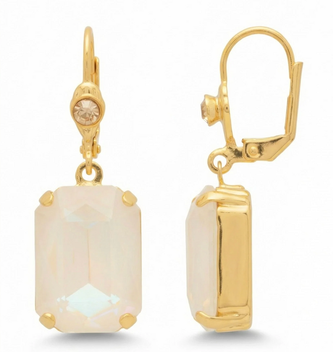 Kathleen Studded Dangle Earrings | White Aurora Borealis
