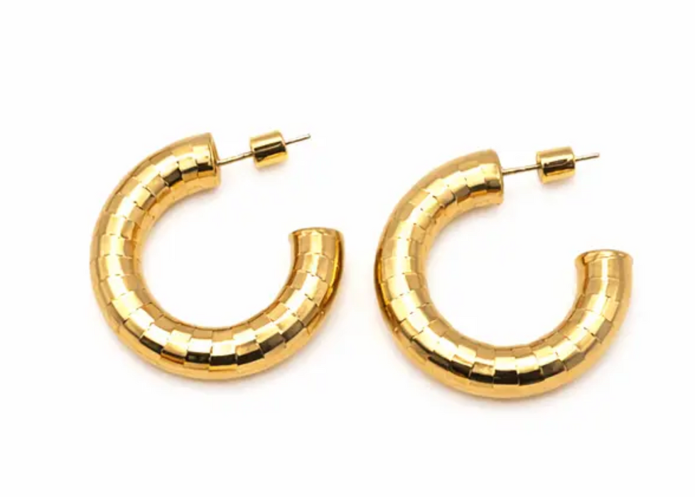 Allure 30mm Brushed Gold Hoops
