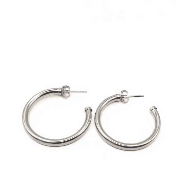 Paris 34mm Silver Waterproof Hoop Earrings