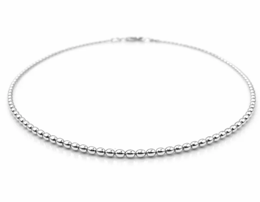 Sterling Oval Pattern Waterproof Necklace