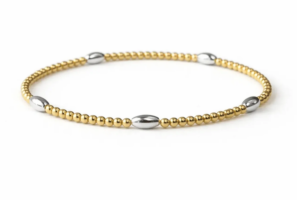 Classic Oval Mixed Metal Waterproof Bracelet
