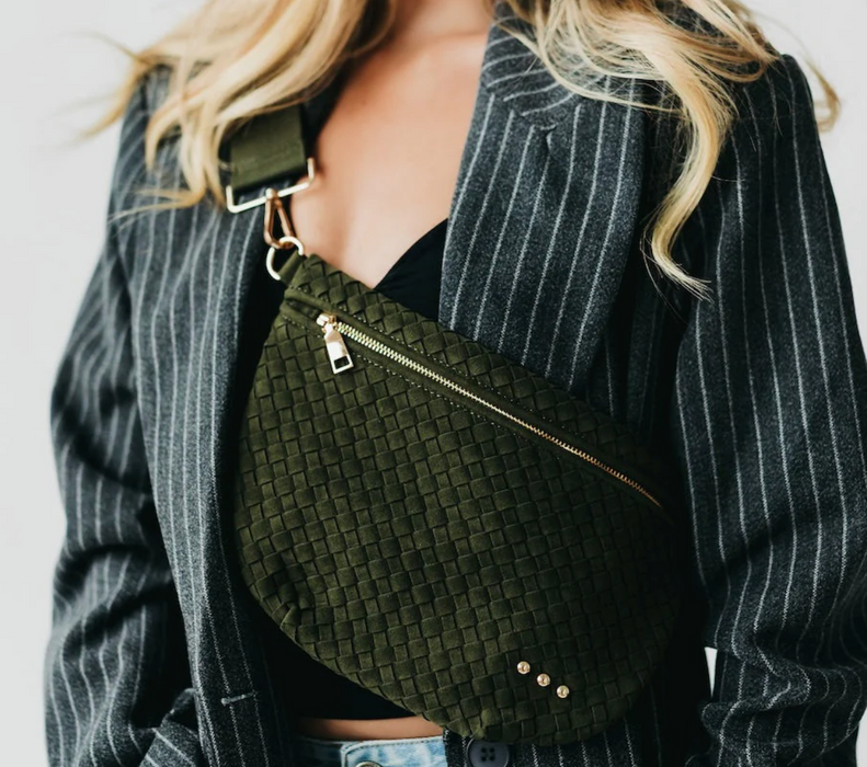 Suede Westlyn Woven Bum Bag | Olive