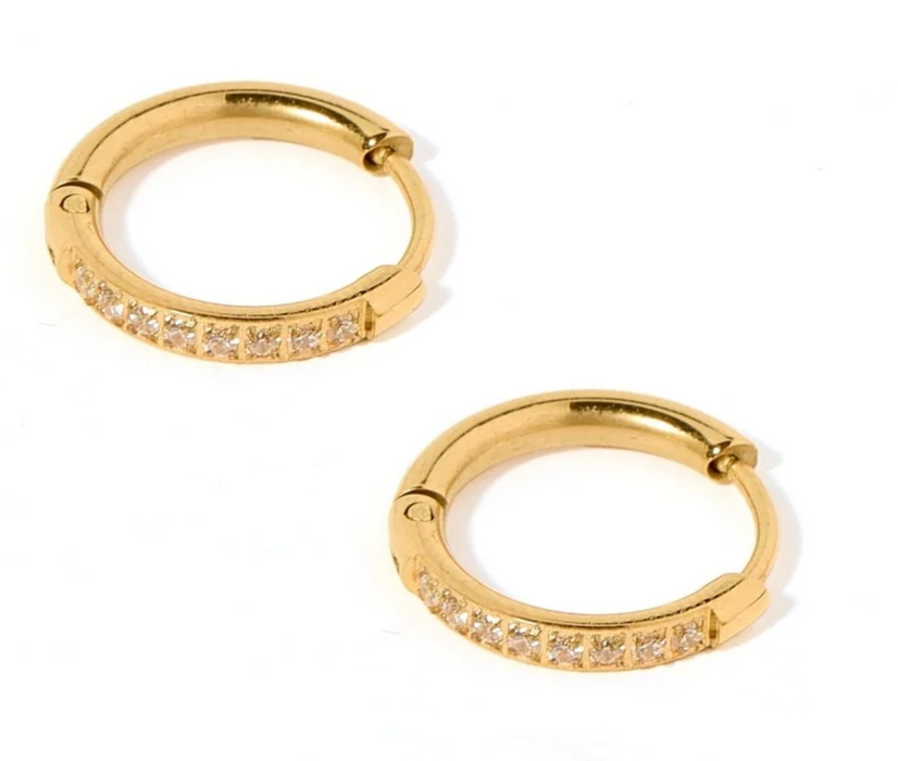 Scarlett Gold 12mm CZ Huggie Earrings