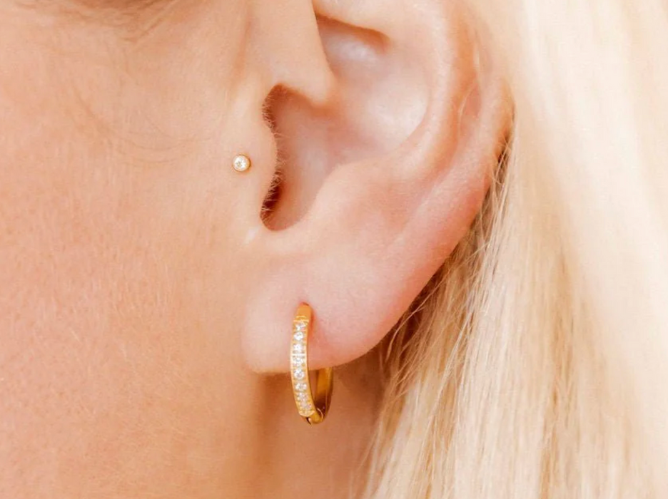 Scarlett Gold 12mm CZ Huggie Earrings