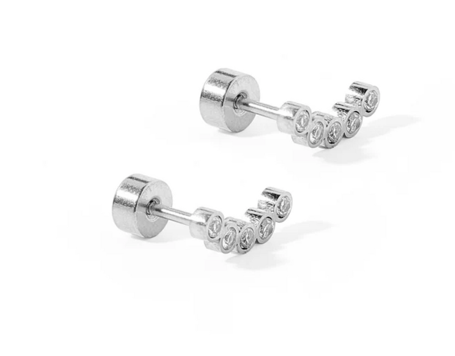 Abigail Silver Sparkle Stud Earrings