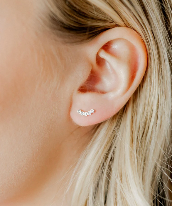 Abigail Silver Sparkle Stud Earrings