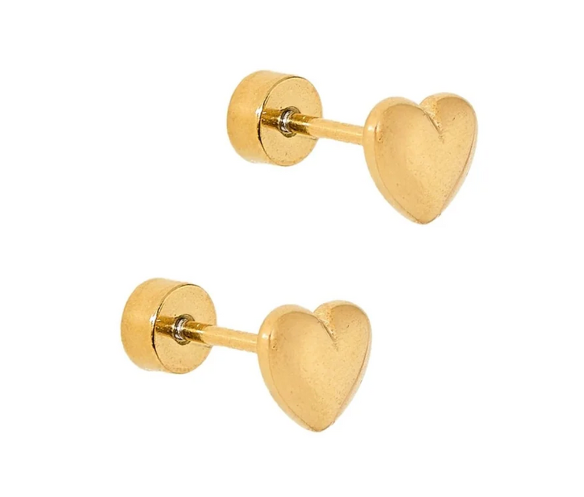 Hadley Heart Gold Stud Earrings