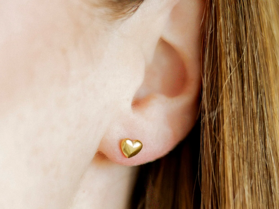 Hadley Heart Gold Stud Earrings