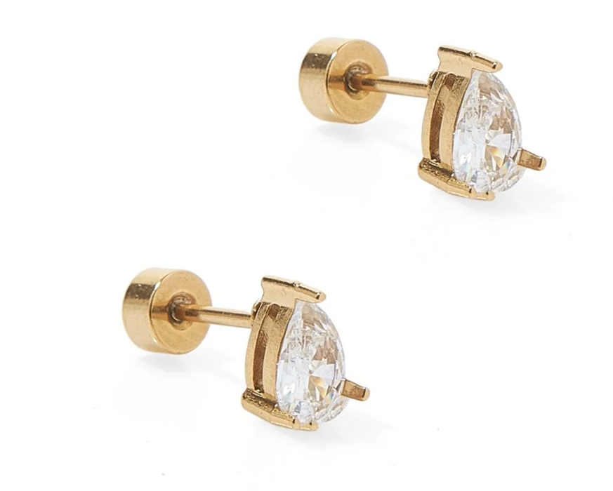 Paige Pear Gold Stud Earrings