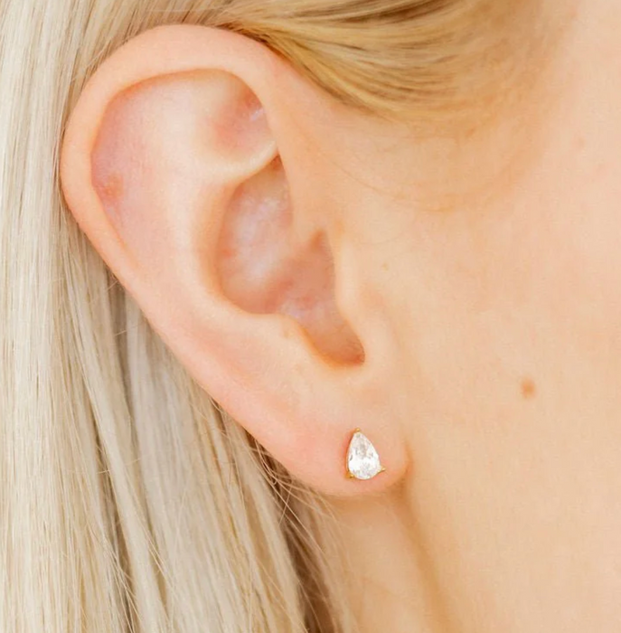Paige Pear Gold Stud Earrings
