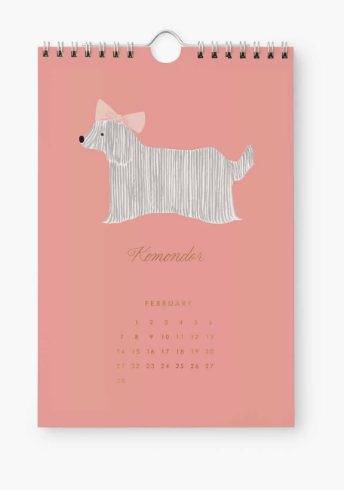 2027 Dog of Month Kitchen Calendar