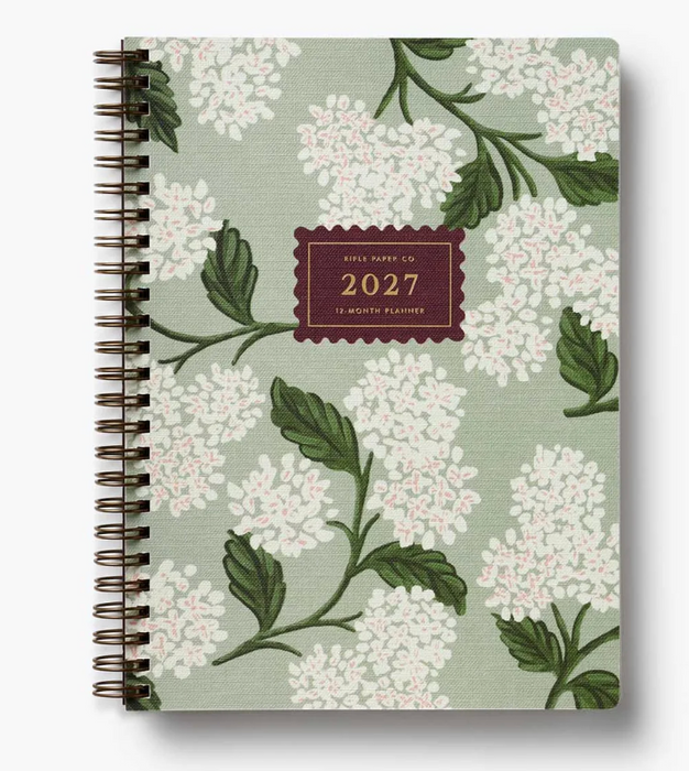 2027 Sage Hydrangea 12-Month Softcover Spiral Planner