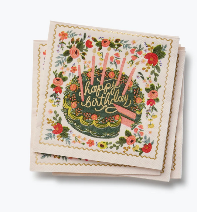 Floral Cake Cocktail Napkins