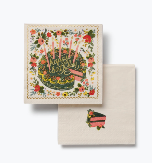 Floral Cake Cocktail Napkins