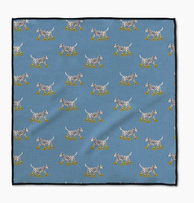 Geometry Paw Towel | Dalmatian in Boots Blue