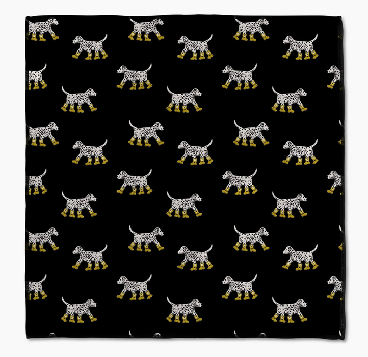 Geometry Paw Towel | Dalmatian in Boots Black