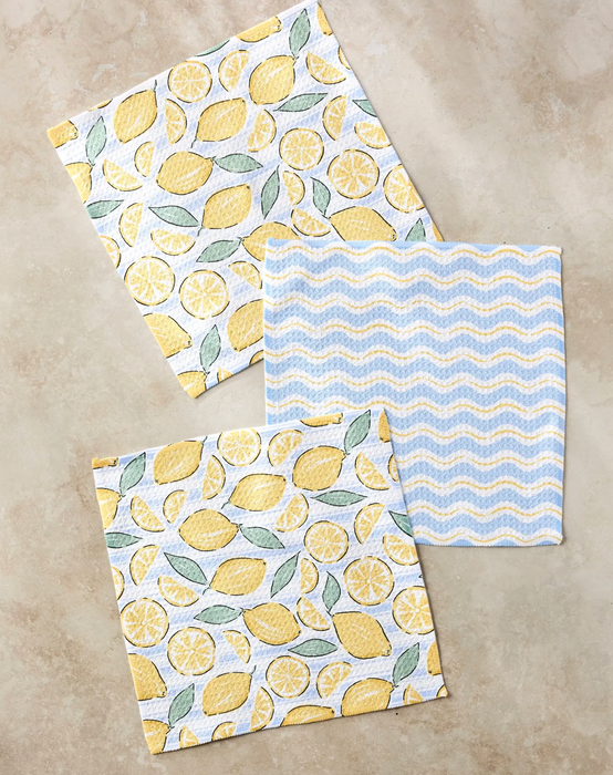 Geometry Dishcloth Set | Lemon Waves