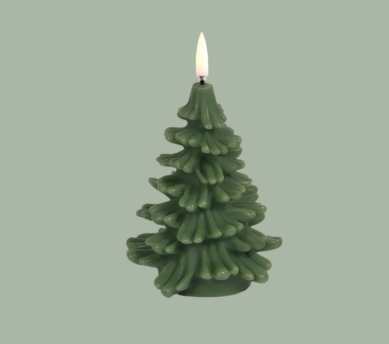 Sm 4.7" LED 400 Hr Christmas Tree Candle | Olive