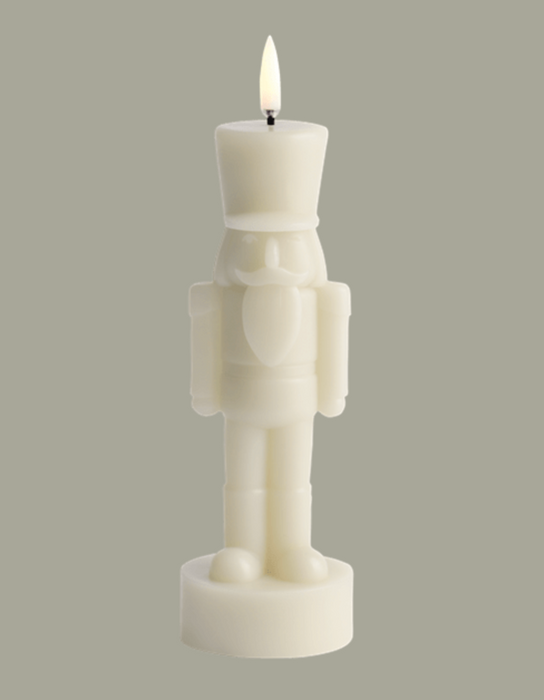 Md 8.2" LED 400 Hr Nutcracker Candle | Oyster Grey