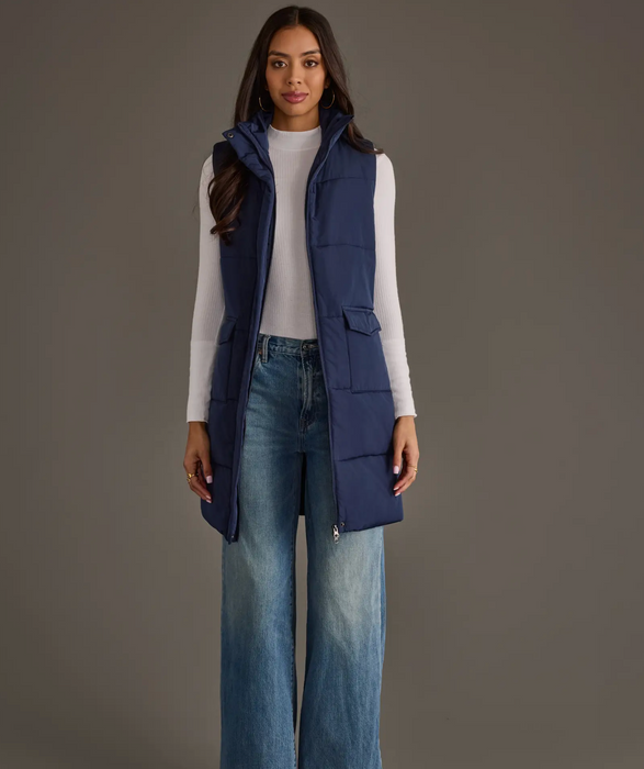 Navy Long Vest